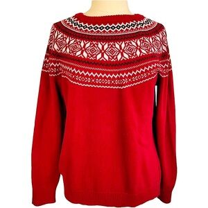 Croft & Barrow Women’s Red Fair Isle Holiday Festive Sweater size Small
